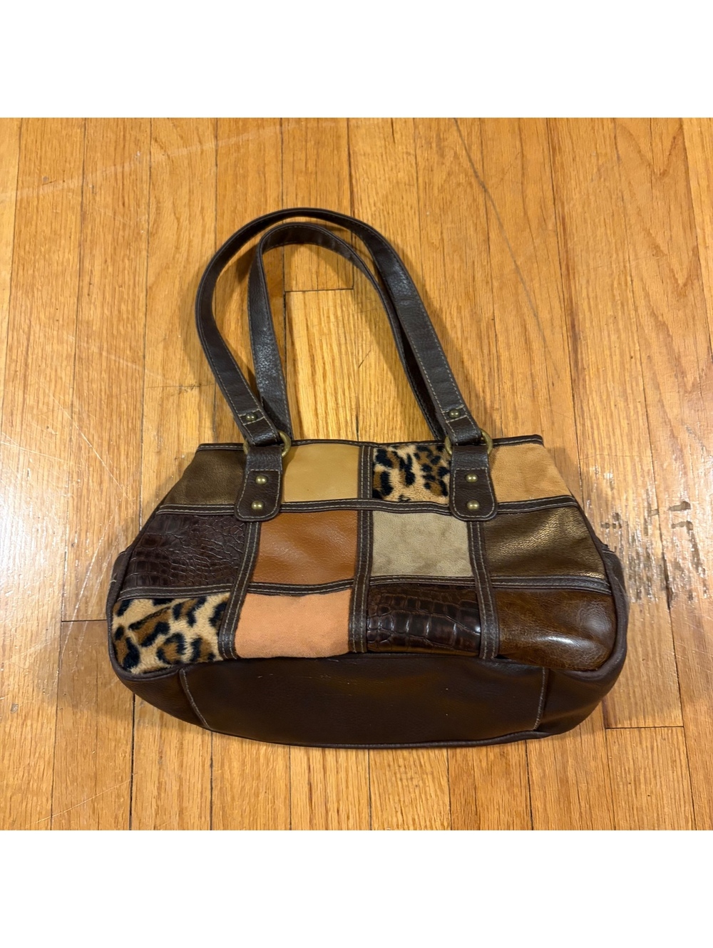 Vintage Y2K patchwork animal print purse